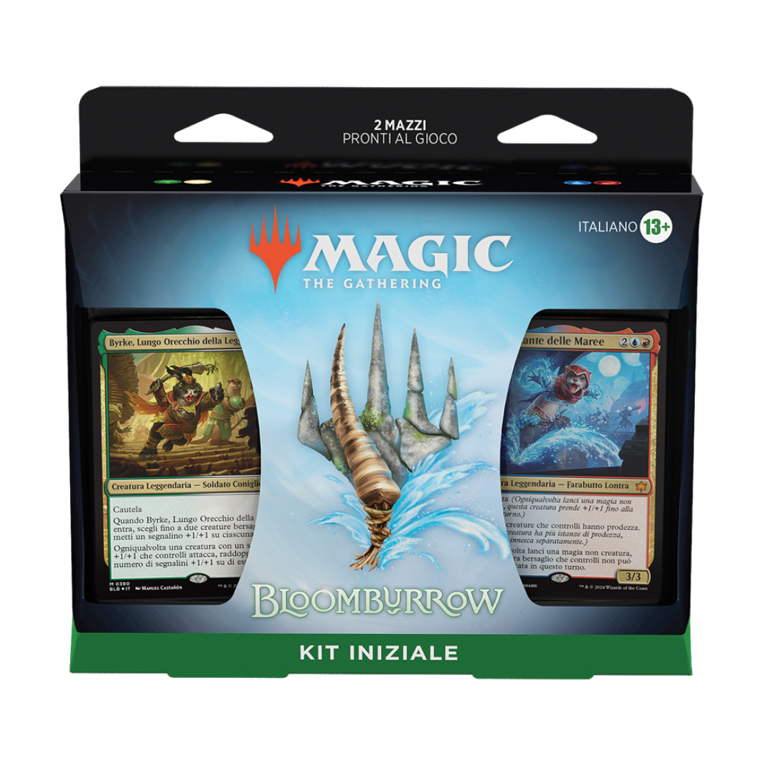 Kit Iniziale Bloomburrow per Magic: The Gathering con due mazzi pronti al gioco.