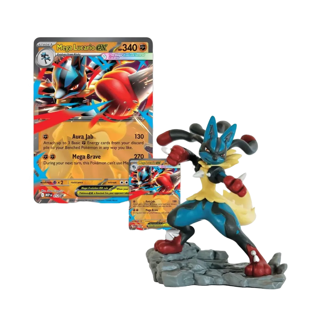 Statuina di Mega Lucario EX e carta promozionale per il TCG di Pokémon