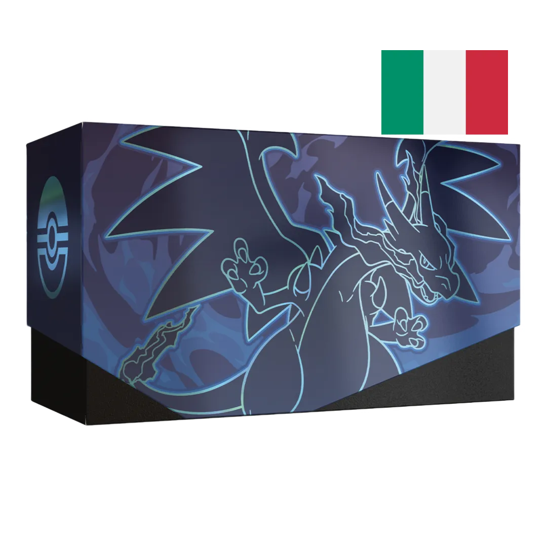 Set Allenatore Fuoriclasse Fiamme Spettrali box artwork Mega Charizard X italiano