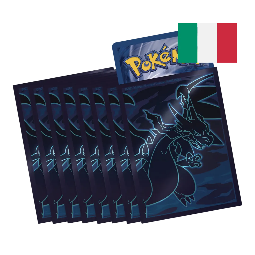 Bustine protettive Set Allenatore Fiamme Spettrali con artwork Mega Charizard X