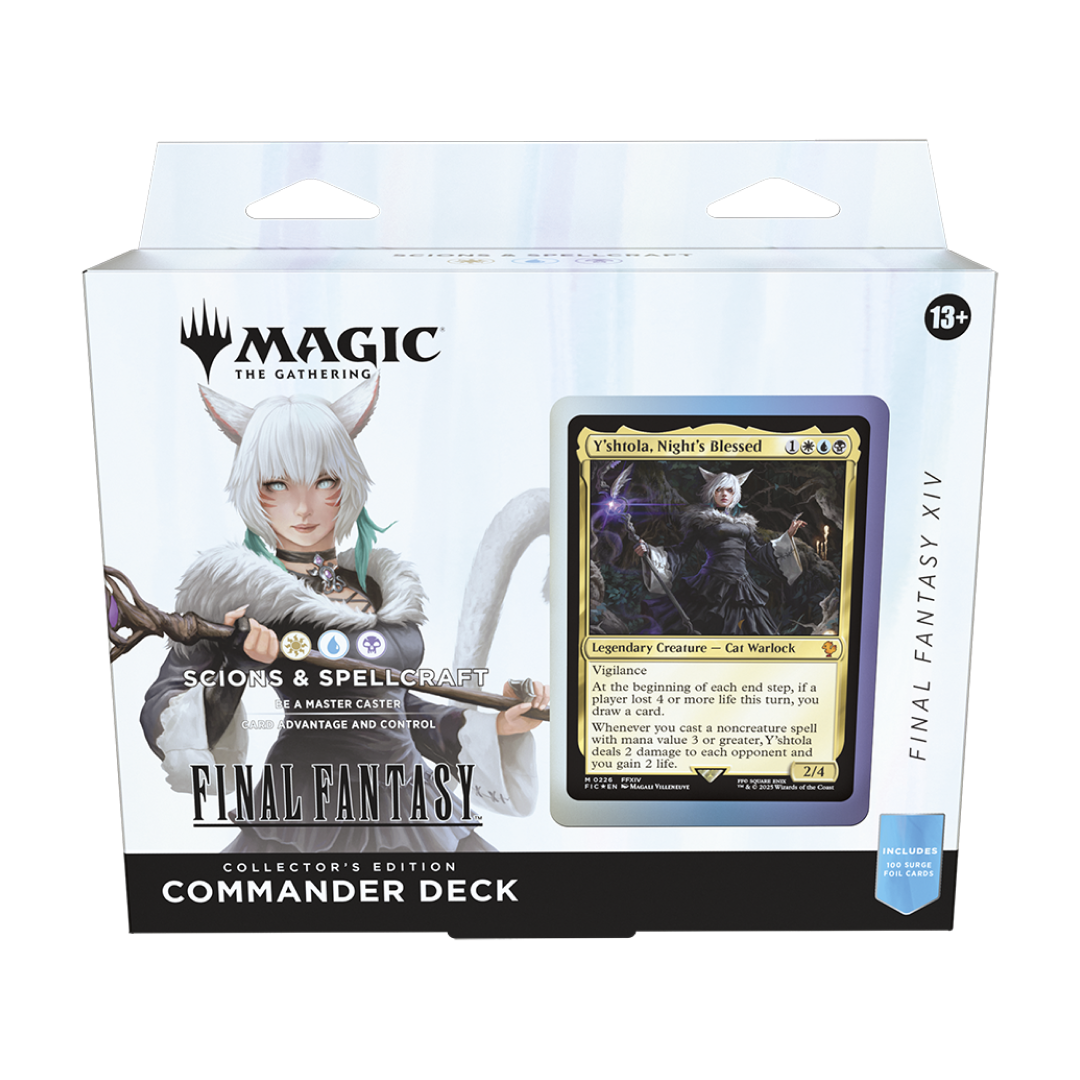 Mazzo Commander Scions & Spellcraft di Magic: The Gathering - Final Fantasy XIV, con Y’shtola come comandante leggendario. Un mazzo strategico con 100 carte da collezione.