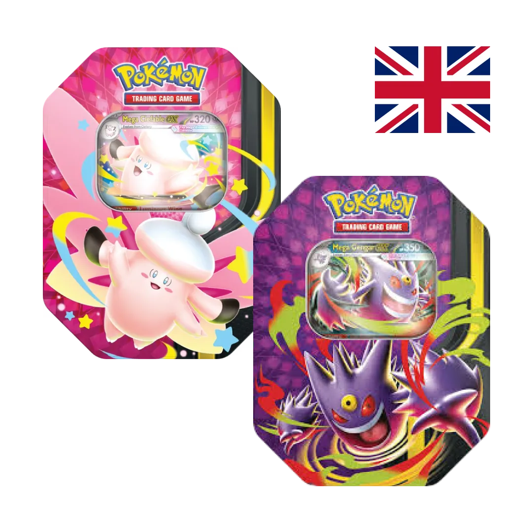 Bundle Moonlit Pokémon TCG con entrambe le Collector Tin Mega Gengar-ex e Mega Clefable-ex in lingua inglese