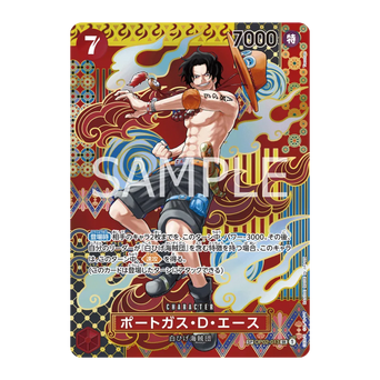 Alt tag ottimizzato (125 caratteri): "Carta Personaggio Portgas D. Ace da One Piece Card Game OP02-013, attacco 7000, abilità di riduzione potenza avversaria e Carica."