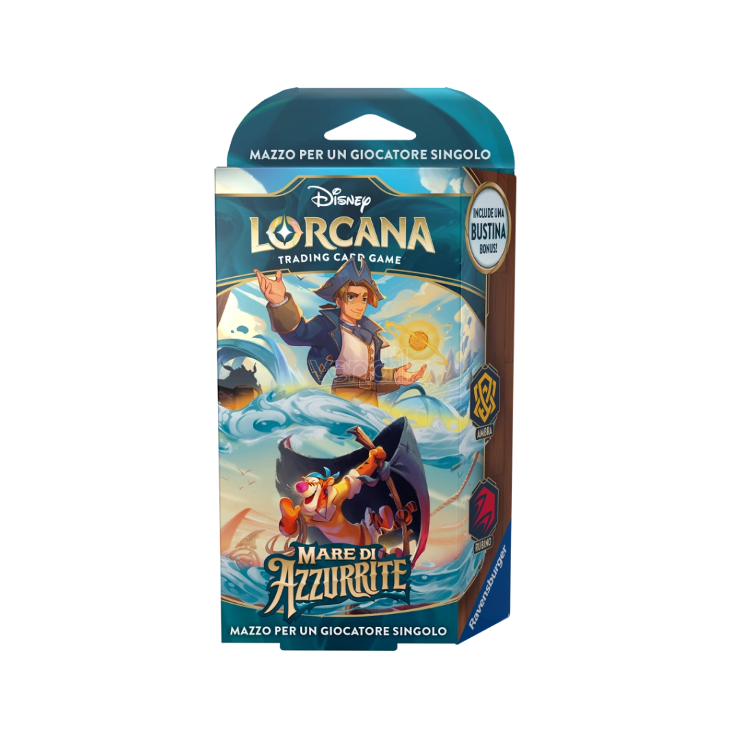 Starter Deck di Jim e Tigro nella versione Ambra/Rubino per Disney Lorcana