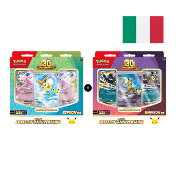 Bundle 2 Mazzi Lotte Espeon-ex + Umbreon-ex 30° Anniversario Pokémon TCG (ITA): 120 carte tutte olografiche