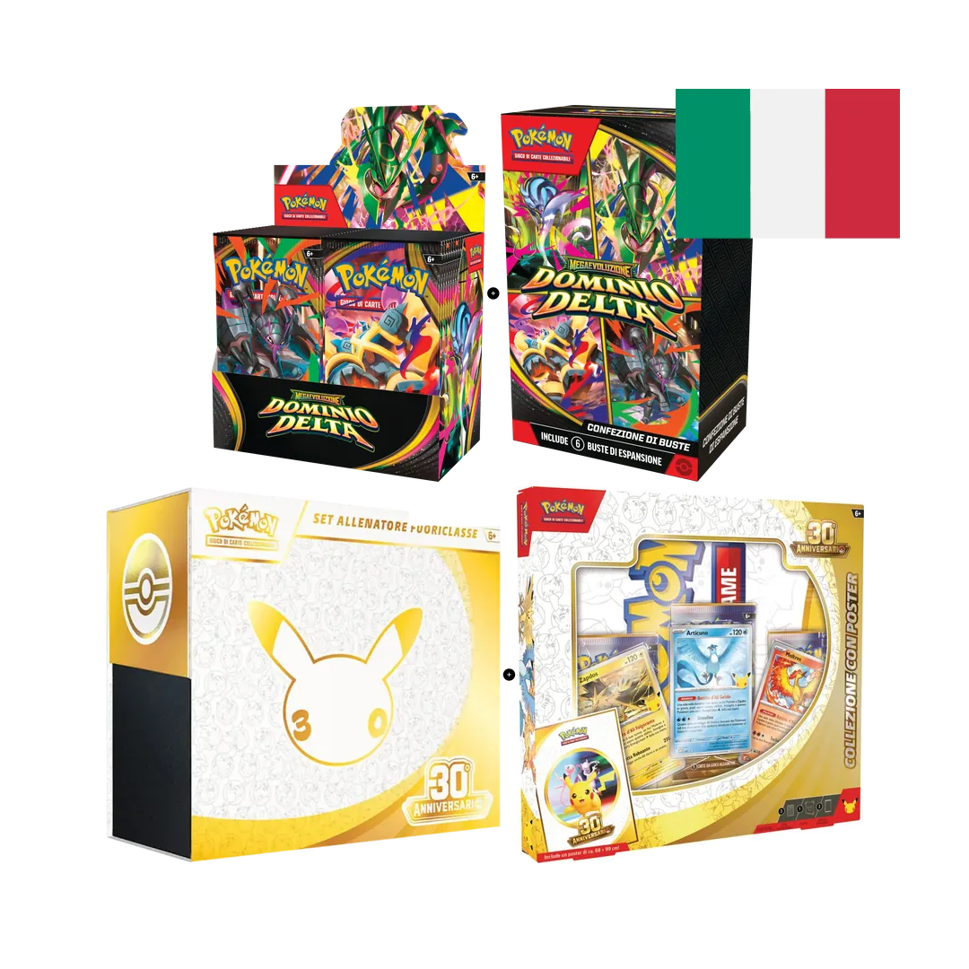 Bundle Dominio Delta + 30° Anniversario: Box 36 Buste + Bundle 6 Buste + Set Allenatore Fuoriclasse 30° + Poster Collection (ITA)