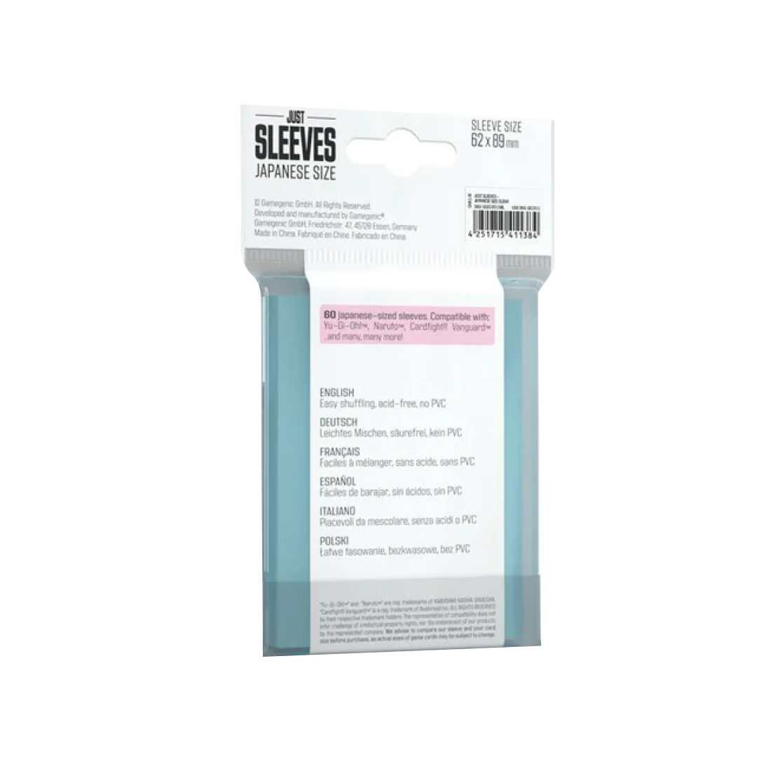 Small Japanese Just Sleeves Clear (60 Bustine) Gamegenic - nothangbutbands.com