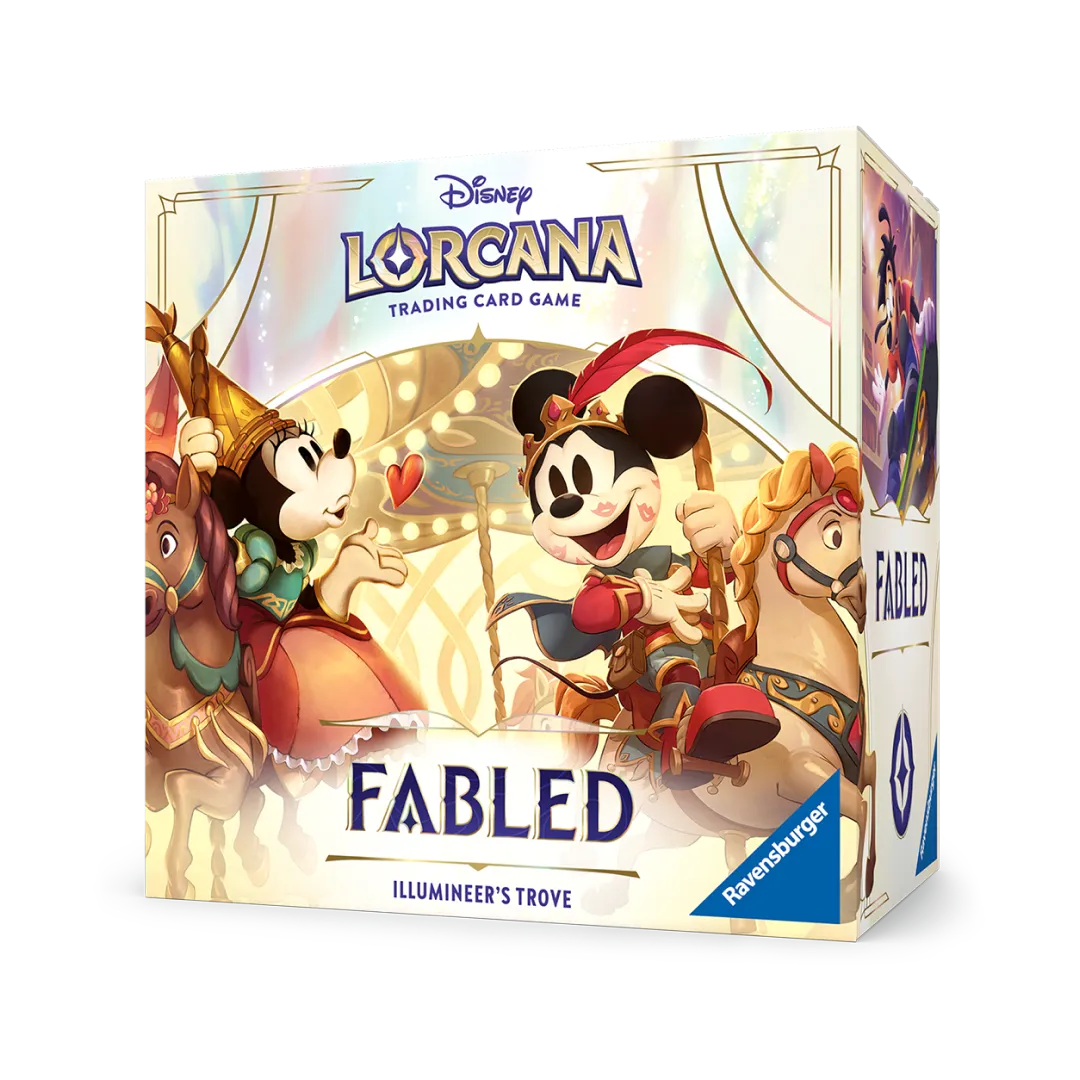 Illuminer's Trove Disney Lorcana Fabled inglese con scatola storage 8 bustine Epic Iconic rarità TCG