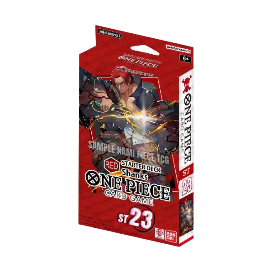 Confezione Starter Deck ST23 Red Shanks per il gioco di carte One Piece TCG, dedicata al personaggio Shanks.