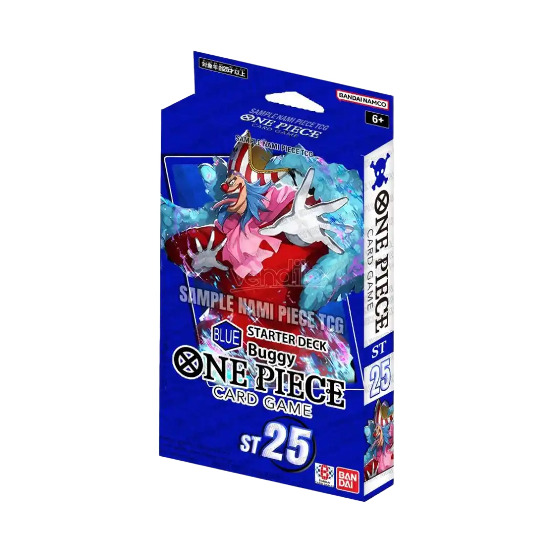 Scatola Starter Deck ST25 Blue Buggy del gioco di carte One Piece TCG, specializzato in tattiche basate su astuzia e manipolazione del campo di gioco.