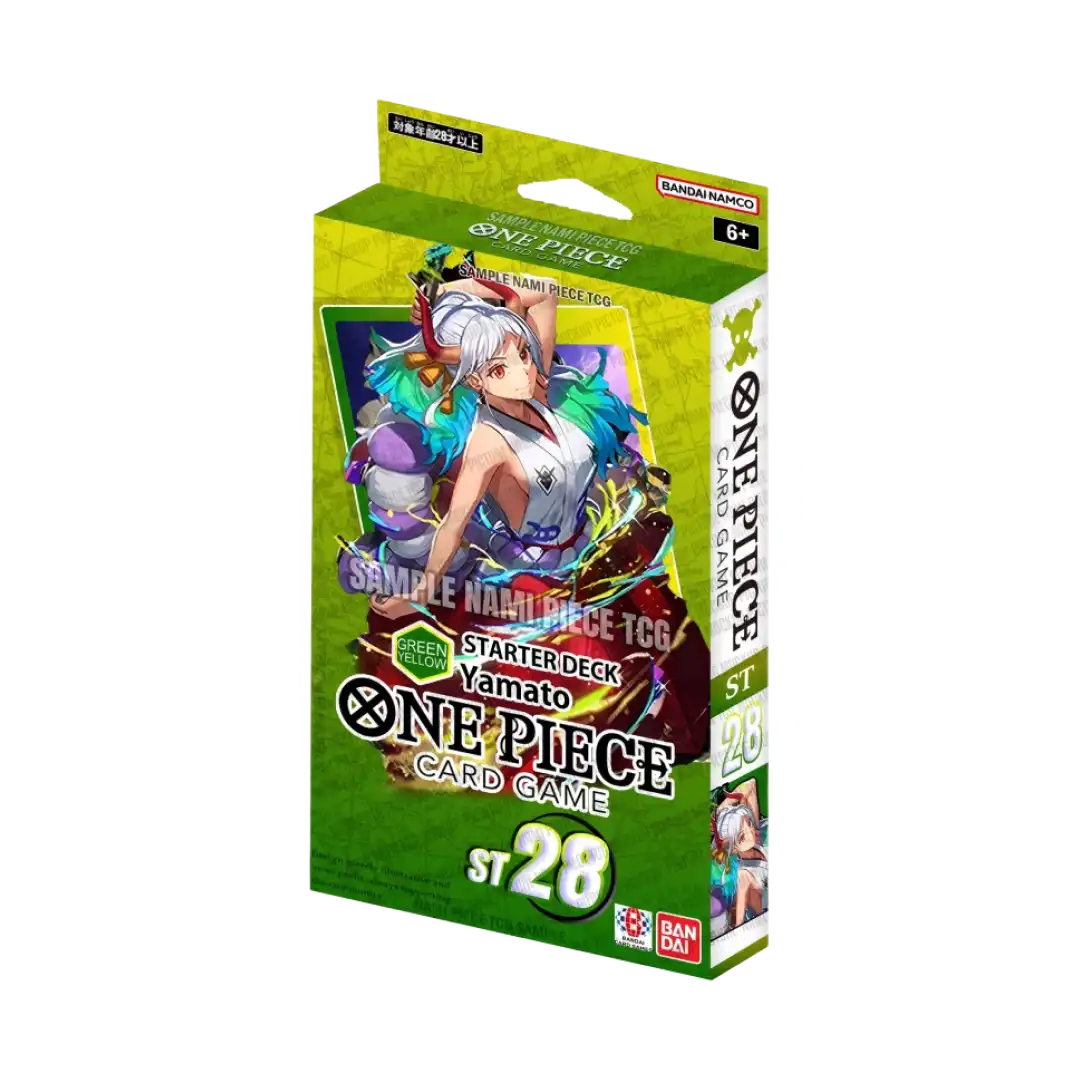 Scatola Starter Deck ST28 Green/Yellow Yamato del gioco di carte One Piece TCG, ideale per strategie aggressive basate su attacchi potenti e meccaniche di recupero.