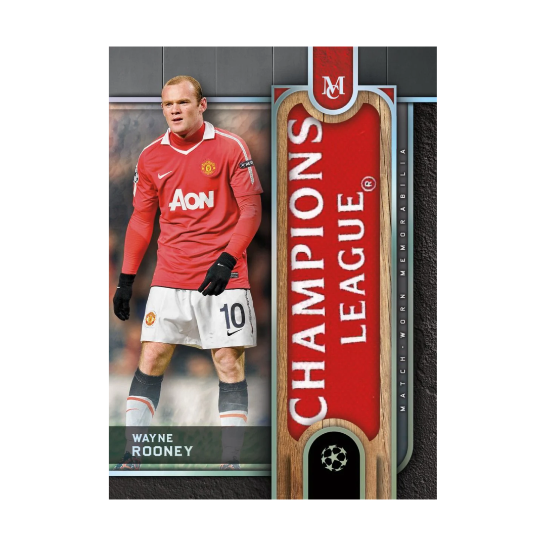 Carta da collezione Wayne Rooney Topps con memorabilia Manchester United e autografo.