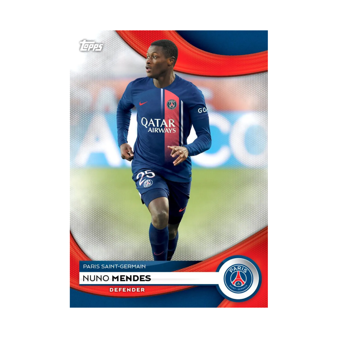 Carta da collezione Topps di Nuno Mendes del Paris Saint-Germain