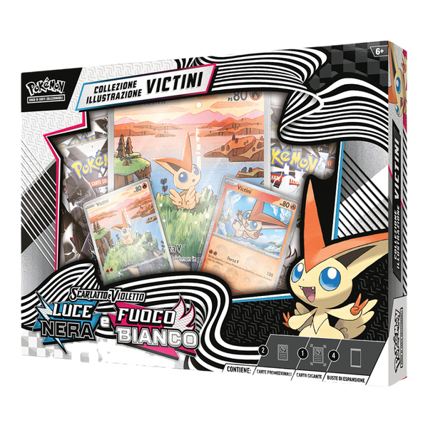 Pokémon Collezione Illustrazione Victini Luce Nera & Fuoco Bianco edizione italiana