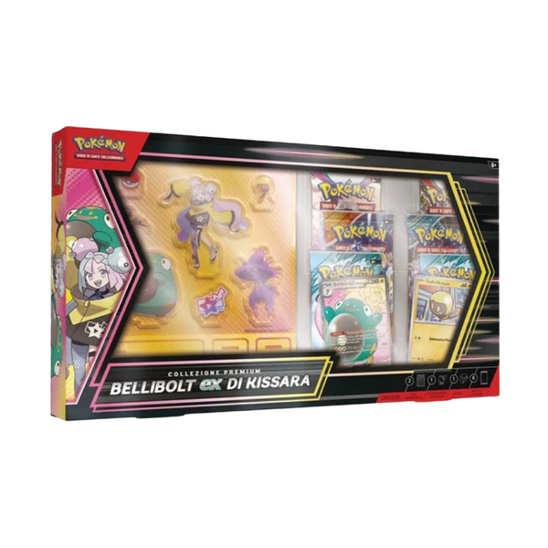 Confezione con illustrazione di Kissara insieme al Pokemon Bellibolt EX