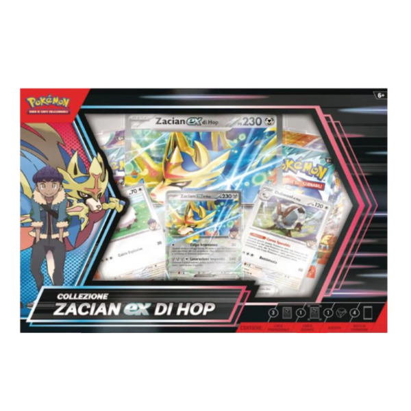 Collezione Pokemon con illustrazione di Zacian EX di Hop