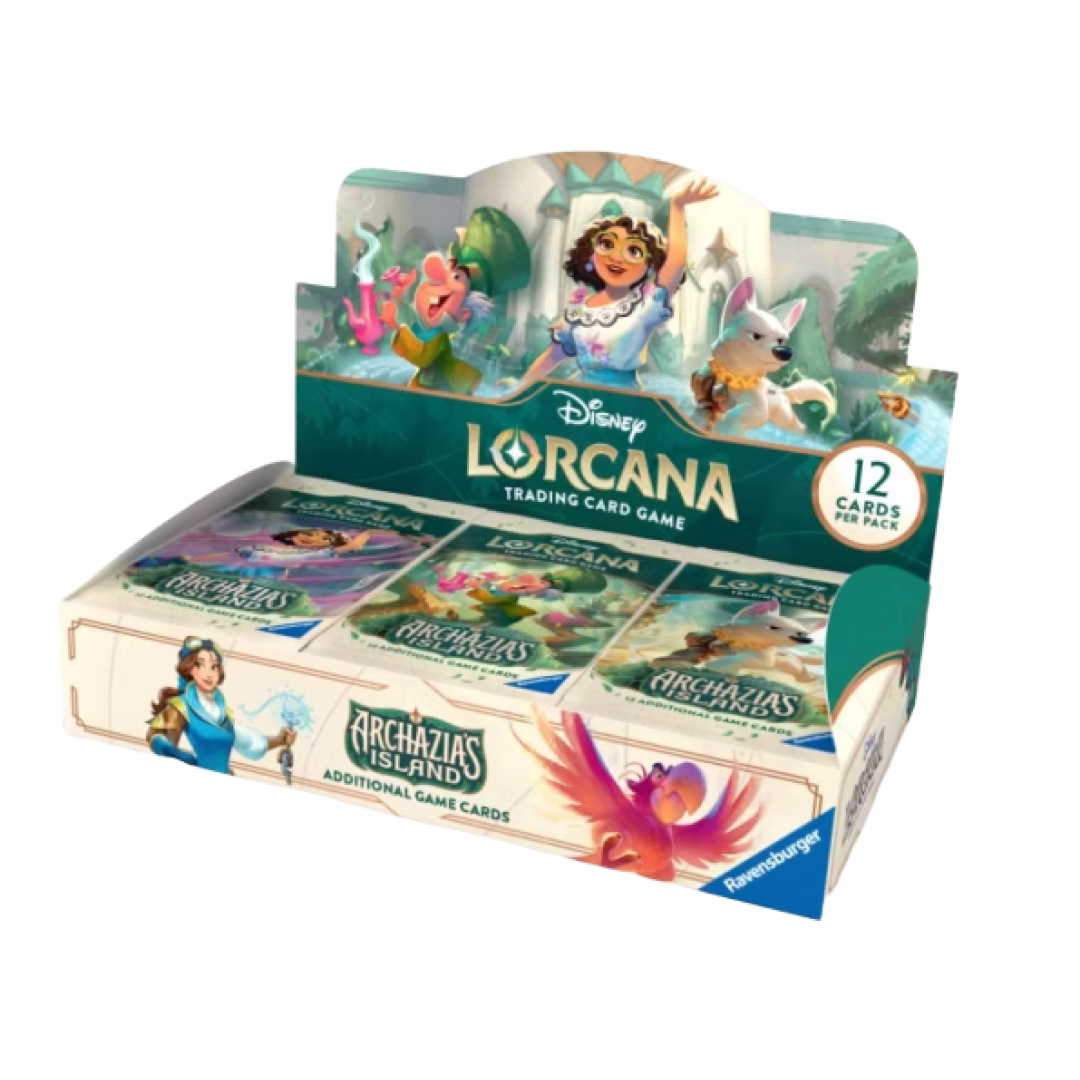 Disney Lorcana - L'Isola di Archazia Booster Pack Display sigillato, contenente 24 buste con 12 carte ciascuna.