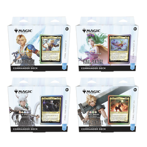 Final Fantasy - Bundle Commander - Collector’s Edition di Magic: The Gathering. Include 4 mazzi esclusivi basati sui capitoli più amati della saga.