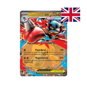 Carta full-art Mega Lucario ex da 340 PS inclusa nel Mega Lucario ex League Battle Deck Pokémon TCG