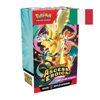 Bundle dell'espansione Ascesa Eroica con illustrazione di Mega Dragonite-ex e Mega Lucario-ex.
