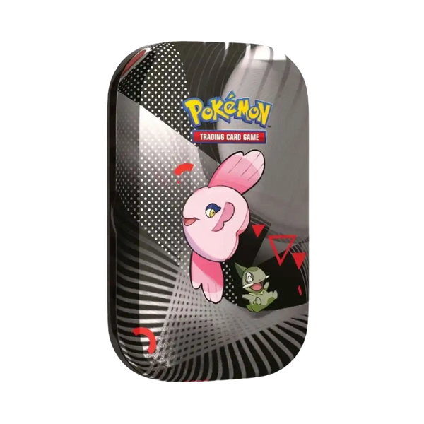 Pokemon Mini Tin Alomomola e Axew Black Bolt White Flare con Pokemon Assistenza e Zanna artwork collezionabile