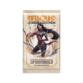 Riftbound League of Legends TCG Spiritforged bustina booster 14 carte con Irelia artwork