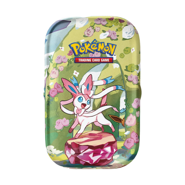 Immagine del prodotto raffigurante Sylveon su una Mini Tin della collezione Evoluzioni Prismatiche.