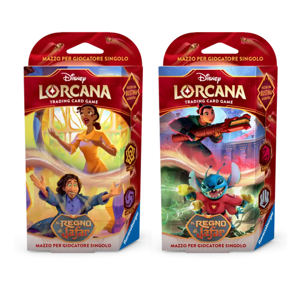 Bundle Starter Deck Disney Lorcana Il Regno di Jafar con mazzi Tiana/Bruno e Mulan/Stitch