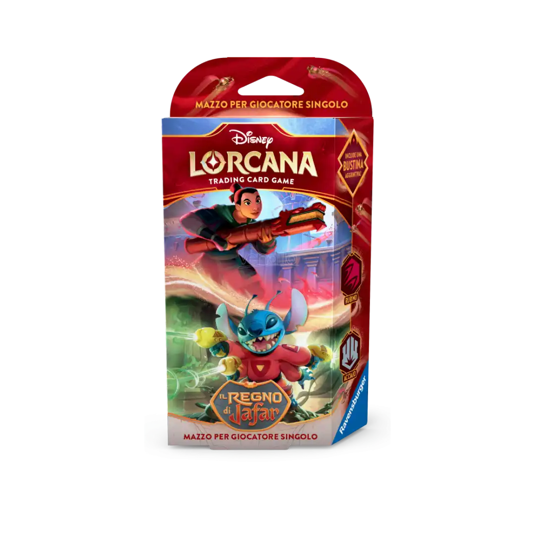 Starter Deck Rubino/Acciaio Disney Lorcana Il Regno di Jafar con Mulan e Stitch