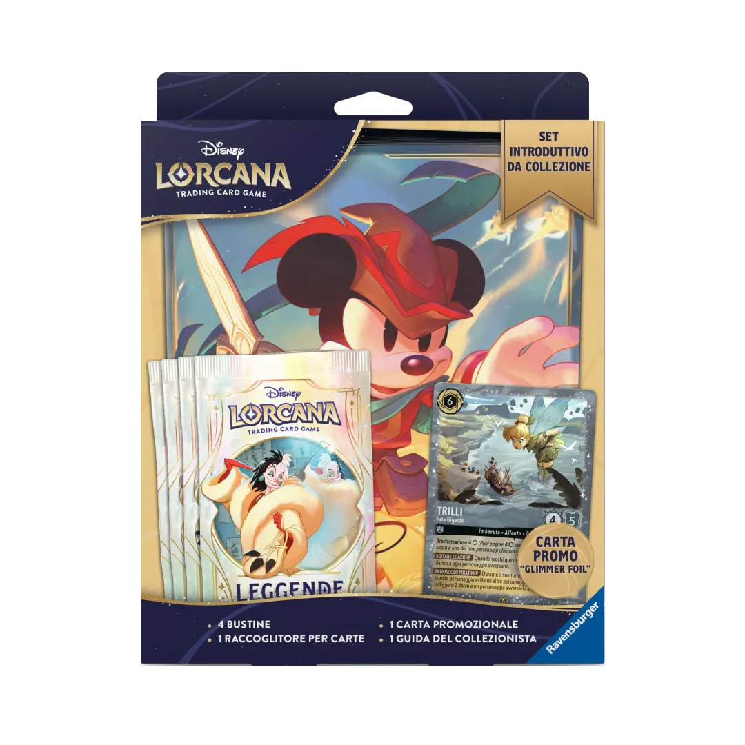 Set Introduttivo Collezione Disney Lorcana Leggende italiano raccoglitore Mickey Mouse carta promozionale Trilli