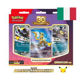 Mazzo Lotte Umbreon-ex 30° Anniversario Pokémon TCG (ITA): 60 carte tutte olografiche, Zeraora, porta-mazzo, moneta e segnapunti