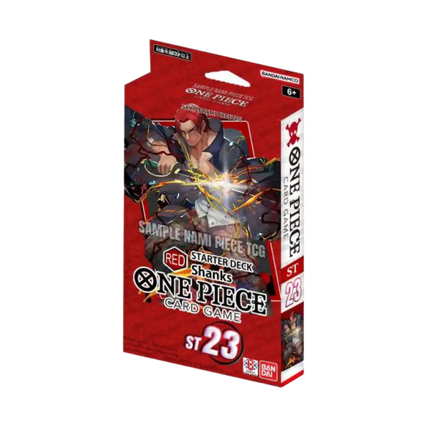 Confezione Starter Deck ST23 Red Shanks per il gioco di carte One Piece TCG, dedicata al personaggio Shanks.