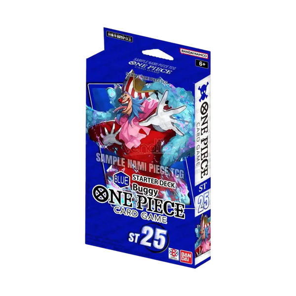 Scatola Starter Deck ST25 Blue Buggy del gioco di carte One Piece TCG, specializzato in tattiche basate su astuzia e manipolazione del campo di gioco.